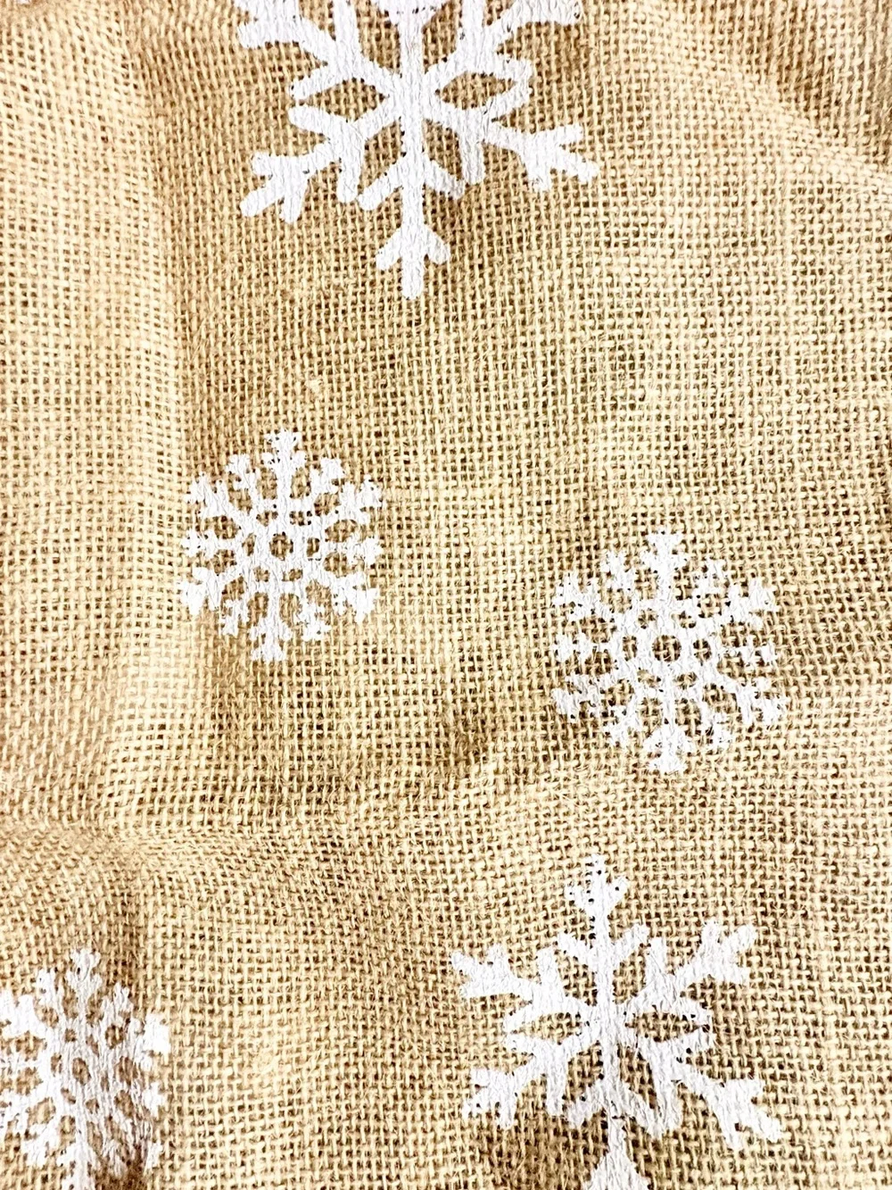 Lot of 2 Christmas Tree Skirts Snowflake Burlap-30” & Red Glitter-38”. New
